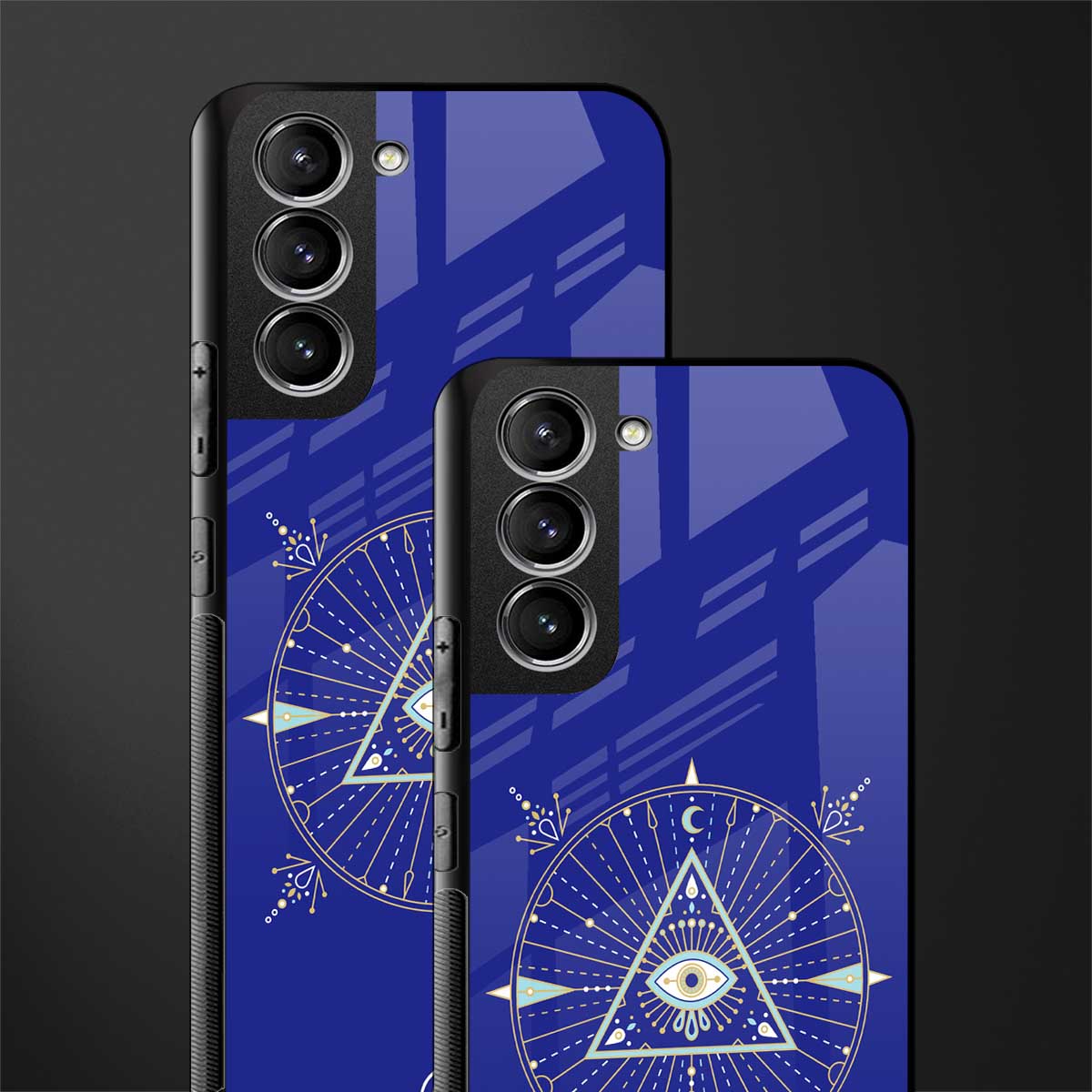 evil eye mandala blue glass case for samsung galaxy s21 image-2