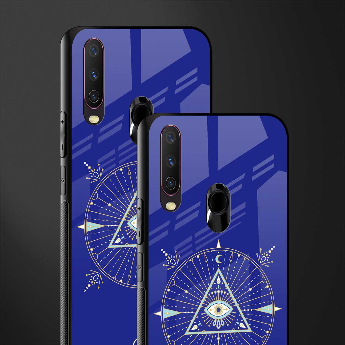evil eye mandala blue glass case for vivo y17 image-2