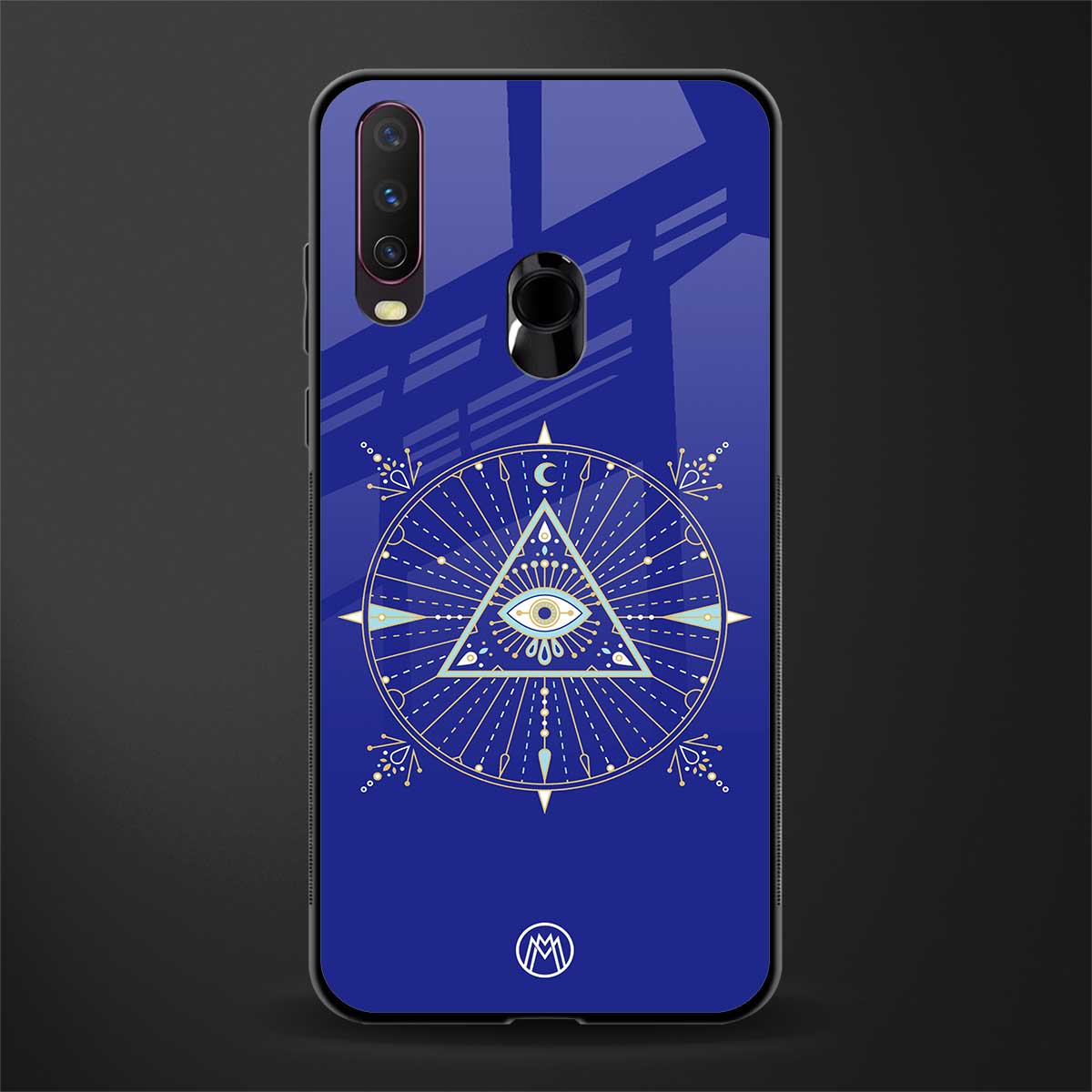evil eye mandala blue glass case for vivo y17 image