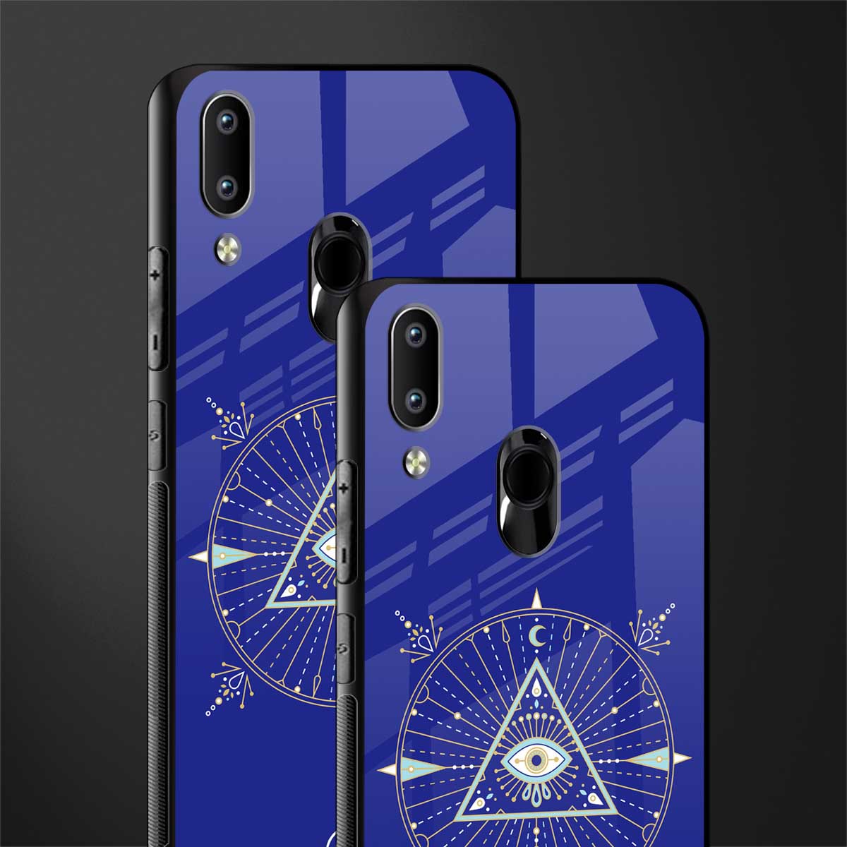 evil eye mandala blue glass case for vivo y91 image-2