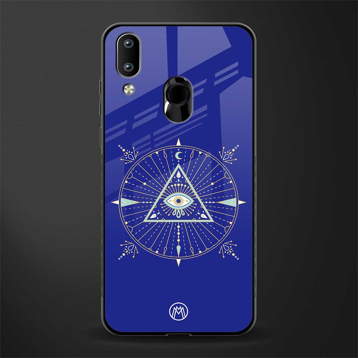 evil eye mandala blue glass case for vivo y91 image