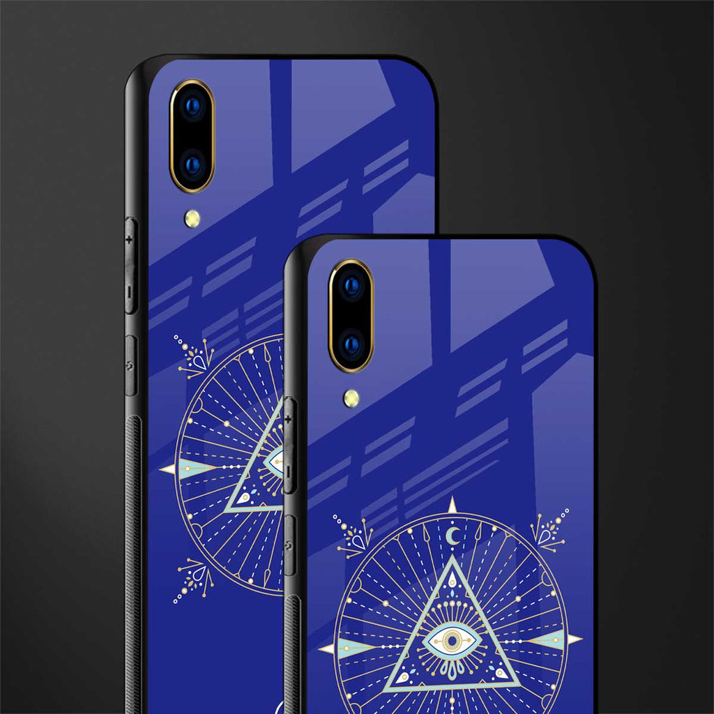 evil eye mandala blue glass case for vivo v11 pro image-2