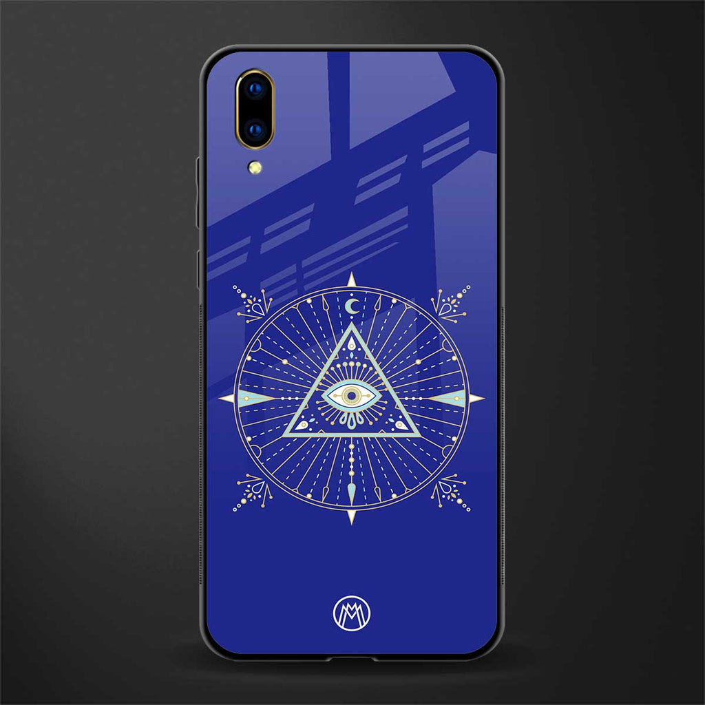 evil eye mandala blue glass case for vivo v11 pro image