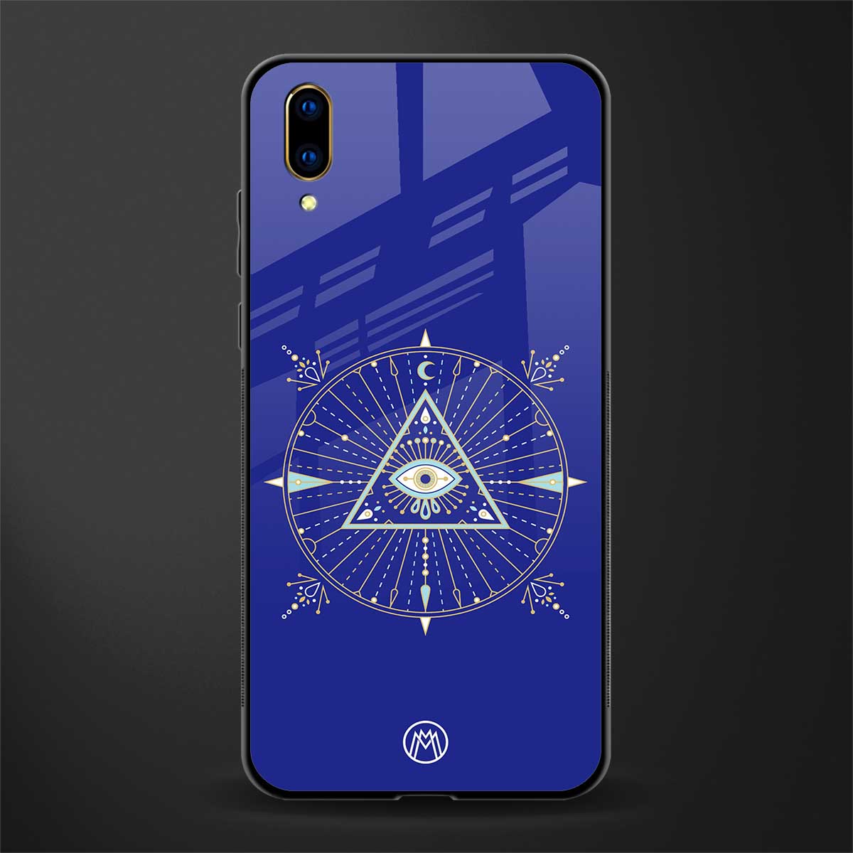 evil eye mandala blue glass case for vivo v11 pro image