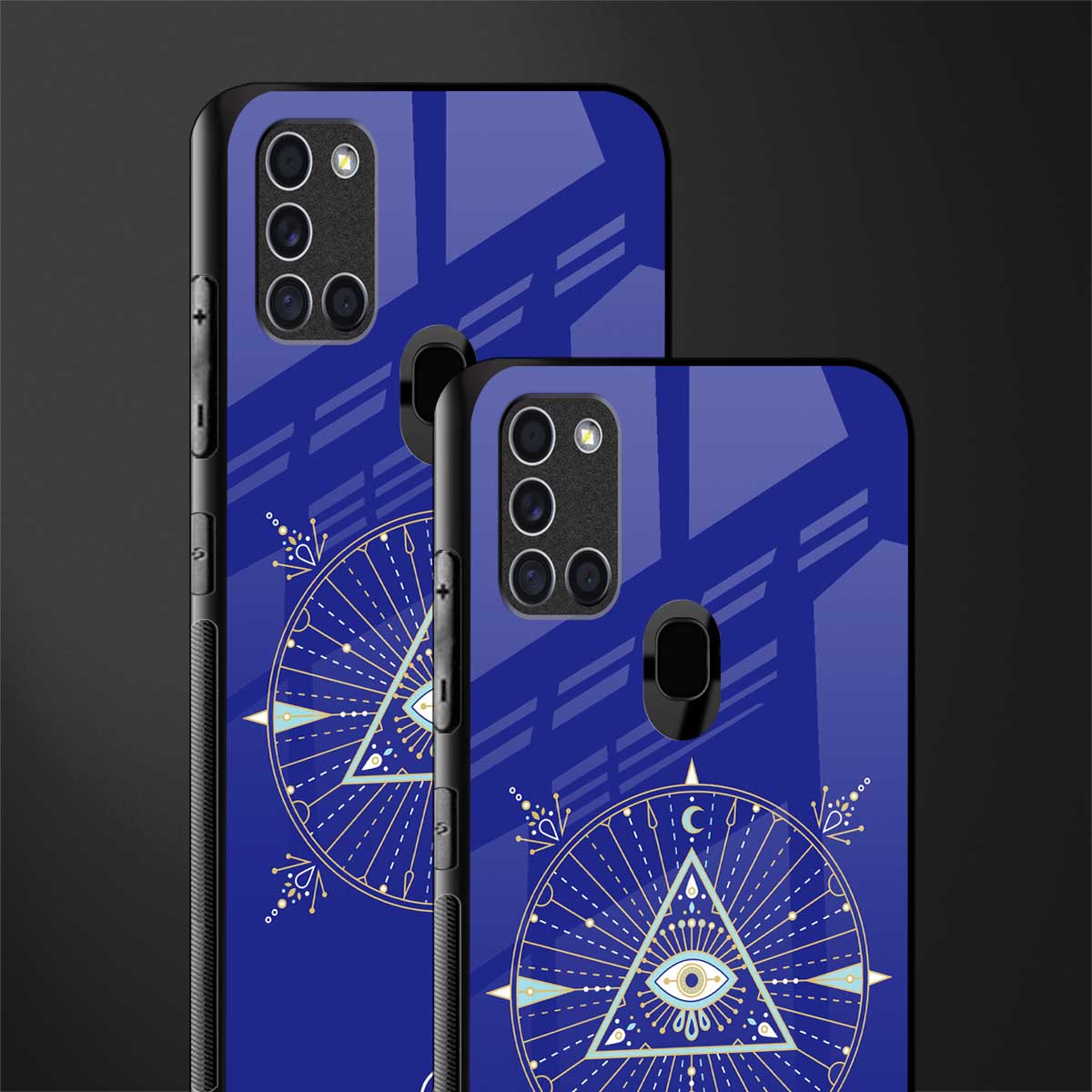 evil eye mandala blue glass case for samsung galaxy a21s image-2
