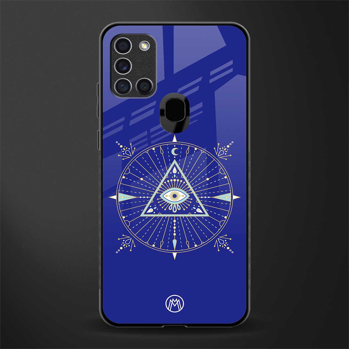 evil eye mandala blue glass case for samsung galaxy a21s image