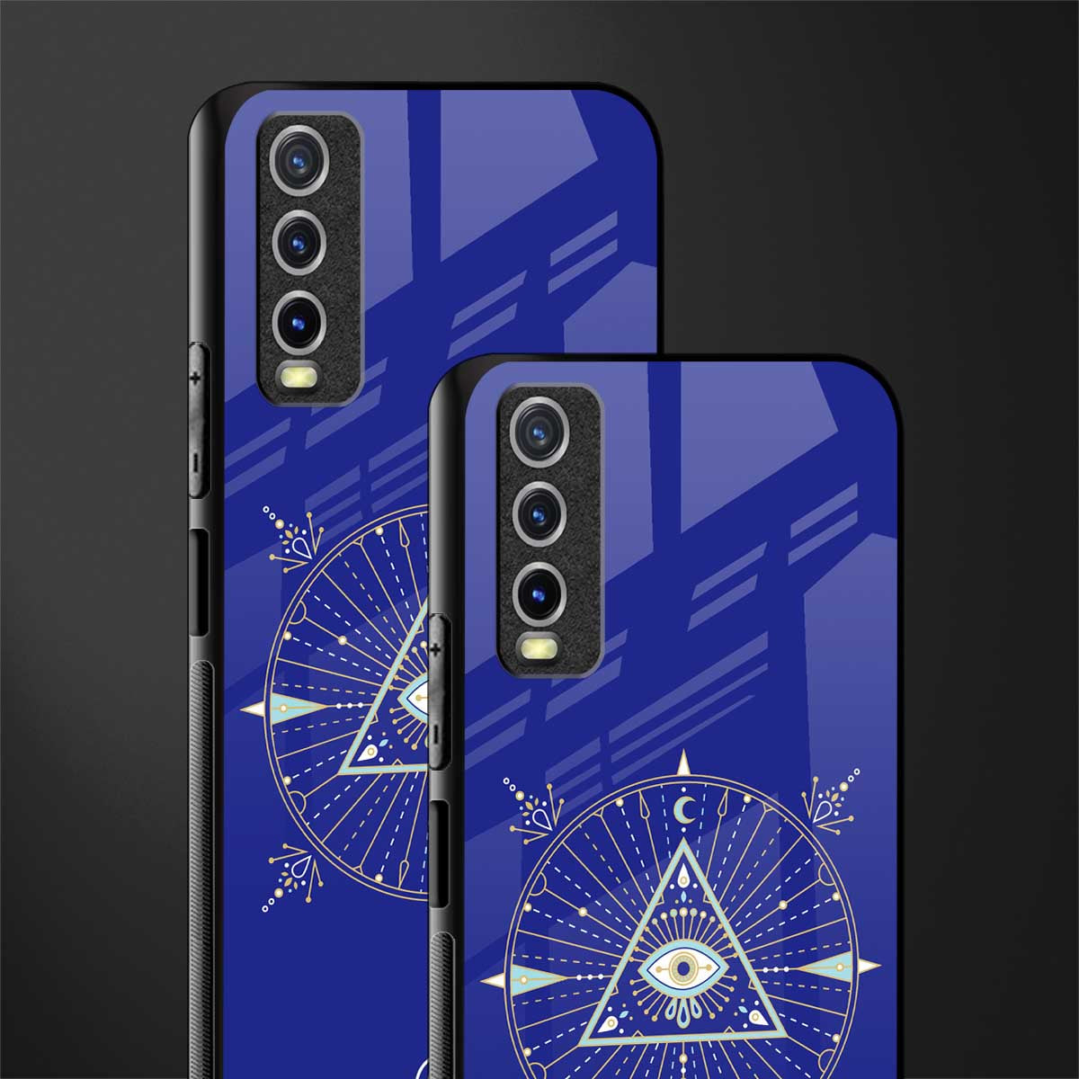 evil eye mandala blue glass case for vivo y12g image-2