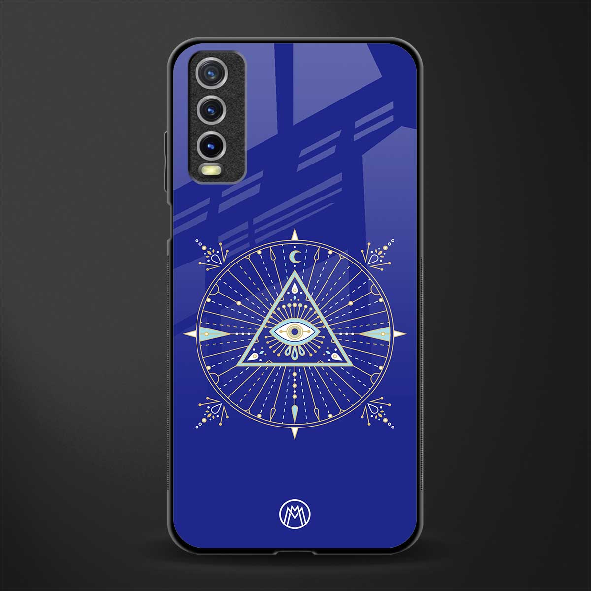 evil eye mandala blue glass case for vivo y20 image