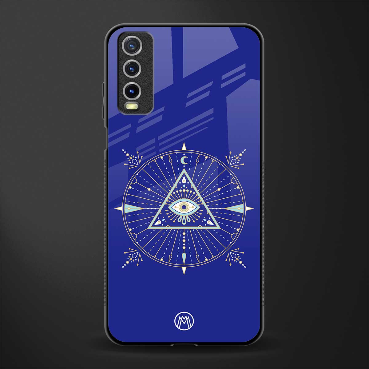 evil eye mandala blue glass case for vivo y12g image