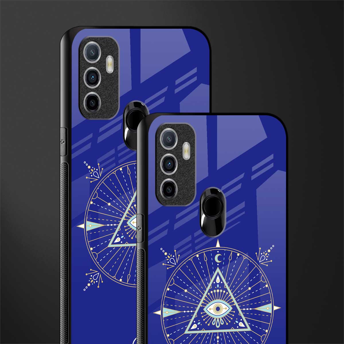 evil eye mandala blue glass case for oppo a53 image-2