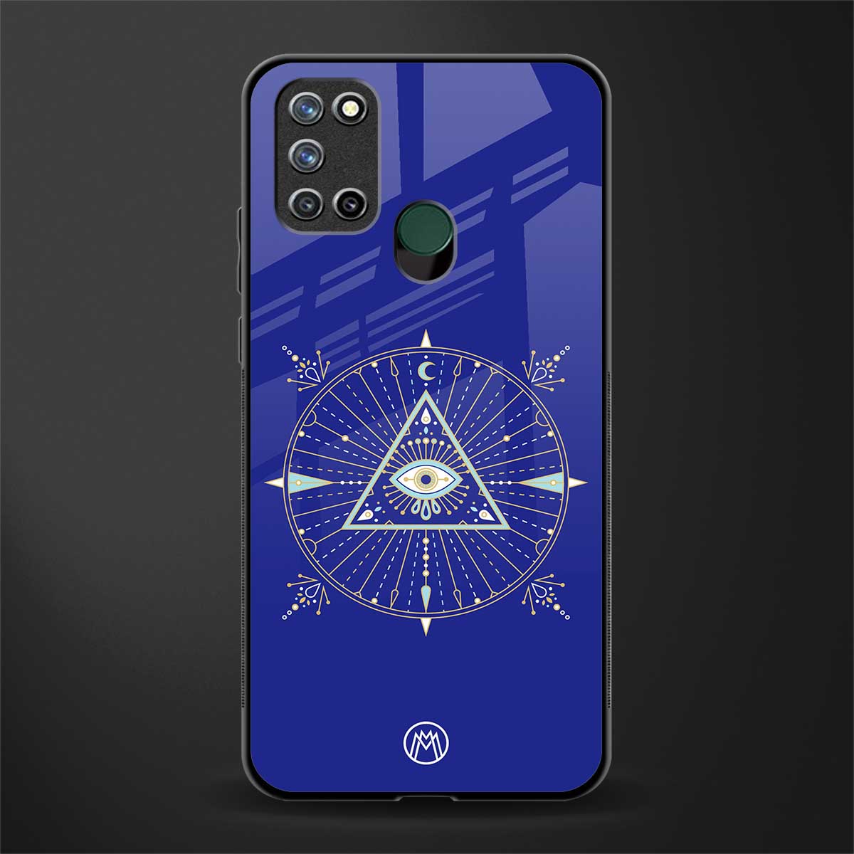 evil eye mandala blue glass case for realme 7i image