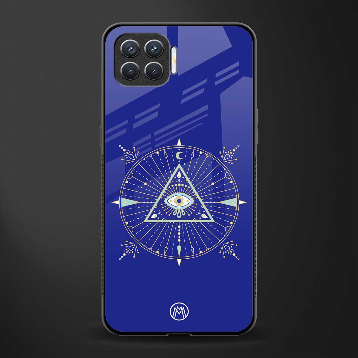 evil eye mandala blue glass case for oppo f17 image