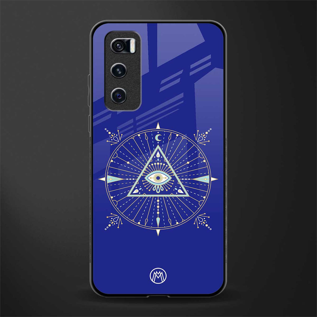 evil eye mandala blue glass case for vivo v20 se image