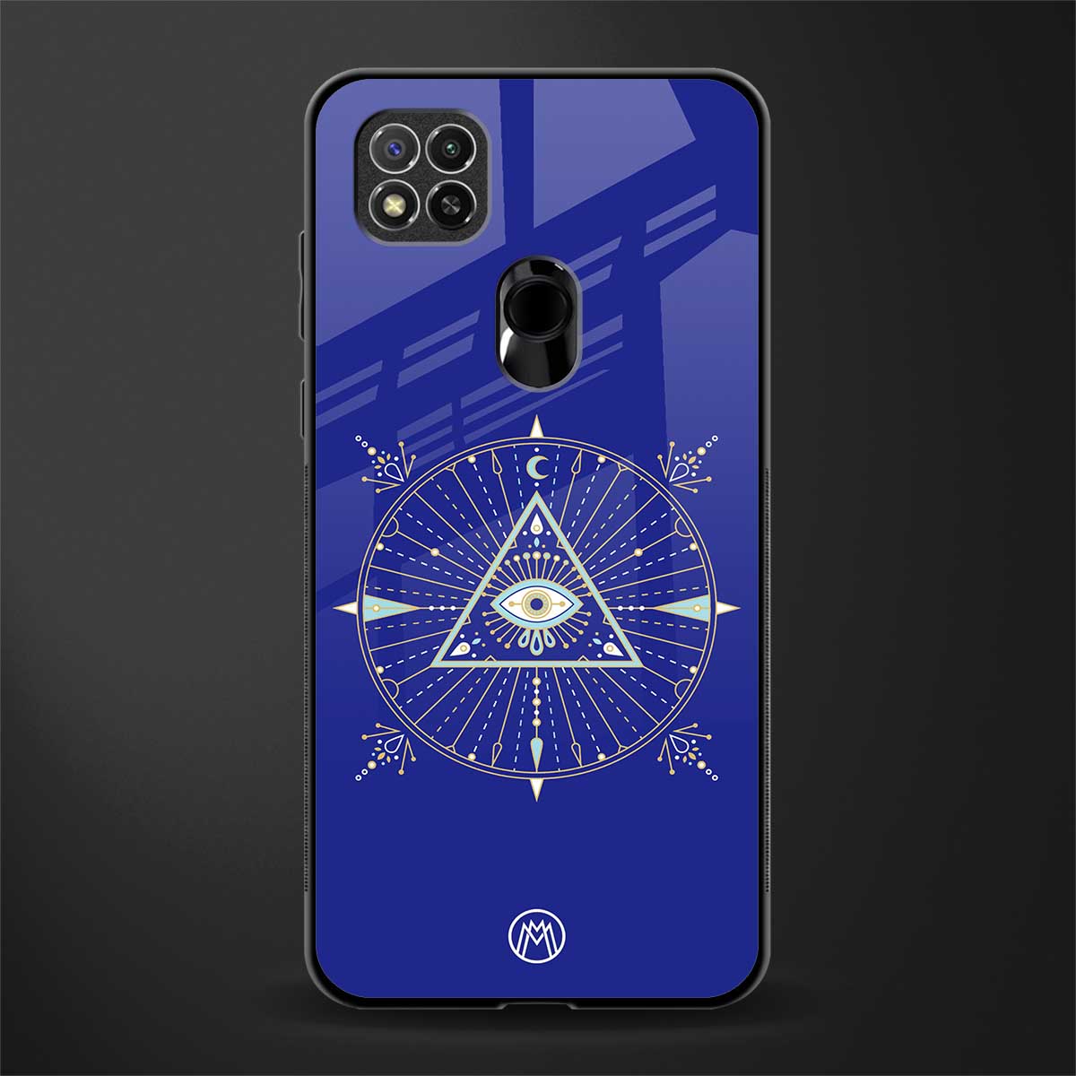 evil eye mandala blue glass case for redmi 9c image