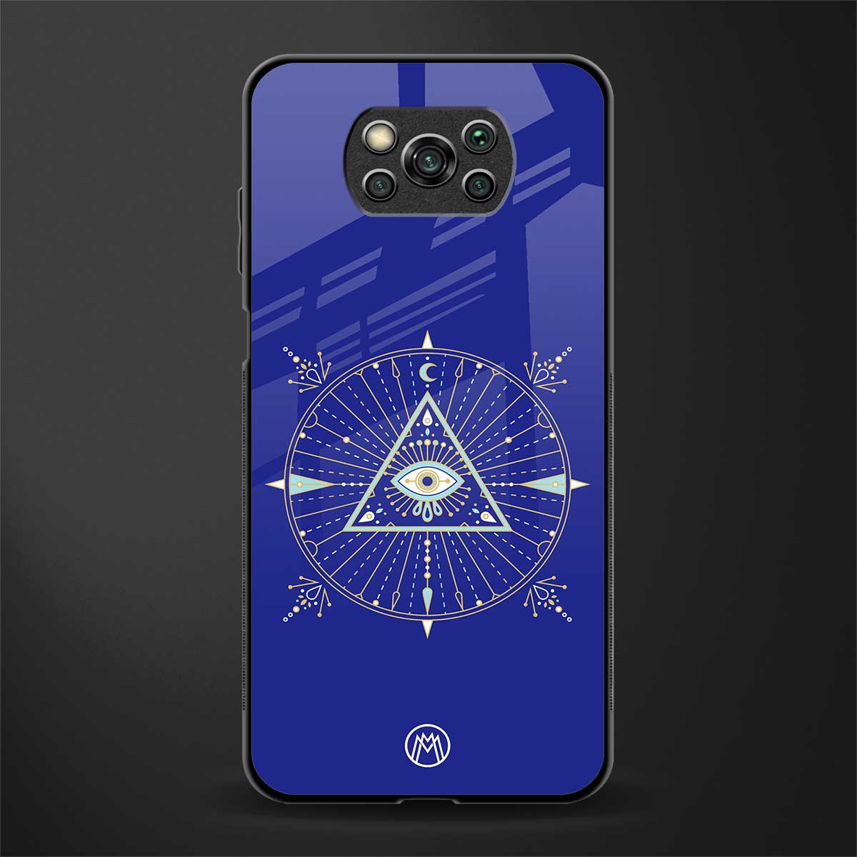 evil eye mandala blue glass case for poco x3 image