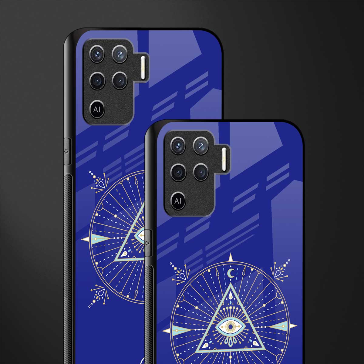 evil eye mandala blue glass case for oppo f19 pro image-2