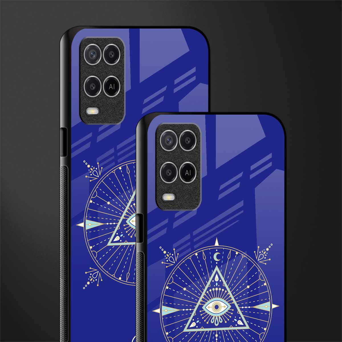 evil eye mandala blue glass case for oppo a54 image-2