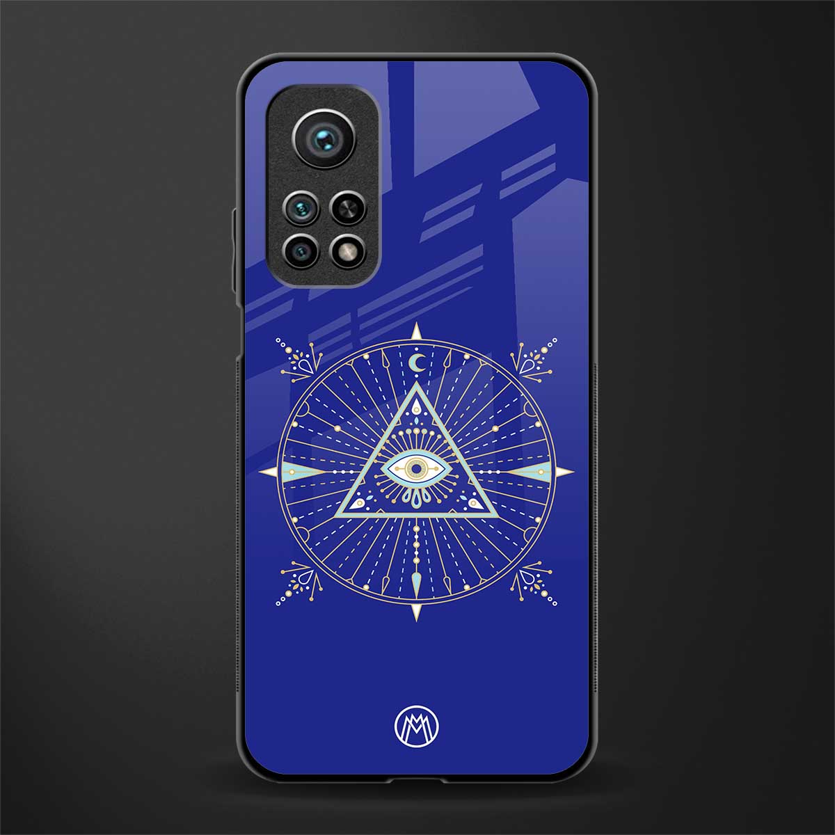 evil eye mandala blue glass case for mi 10t 5g image