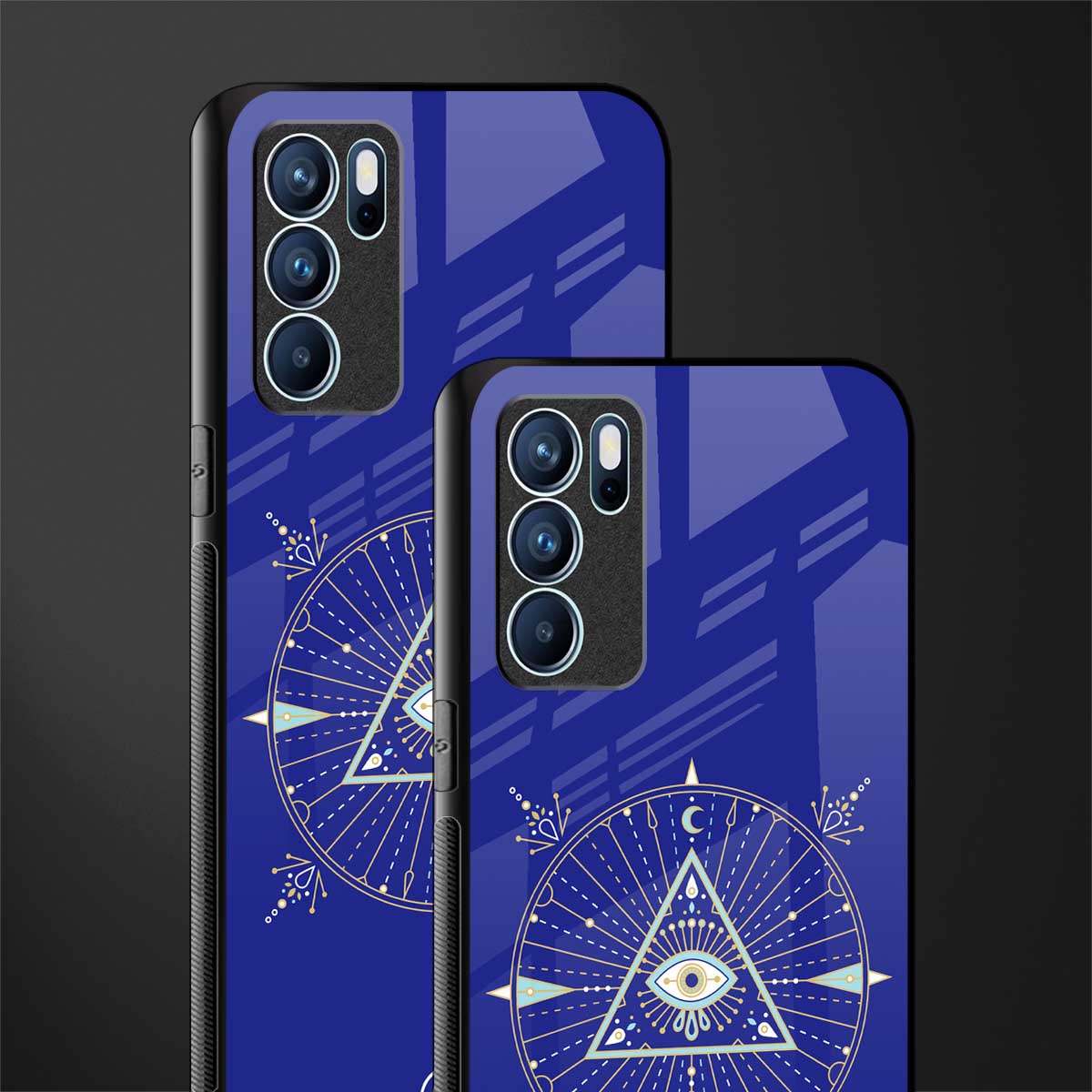 evil eye mandala blue glass case for oppo reno6 5g image-2