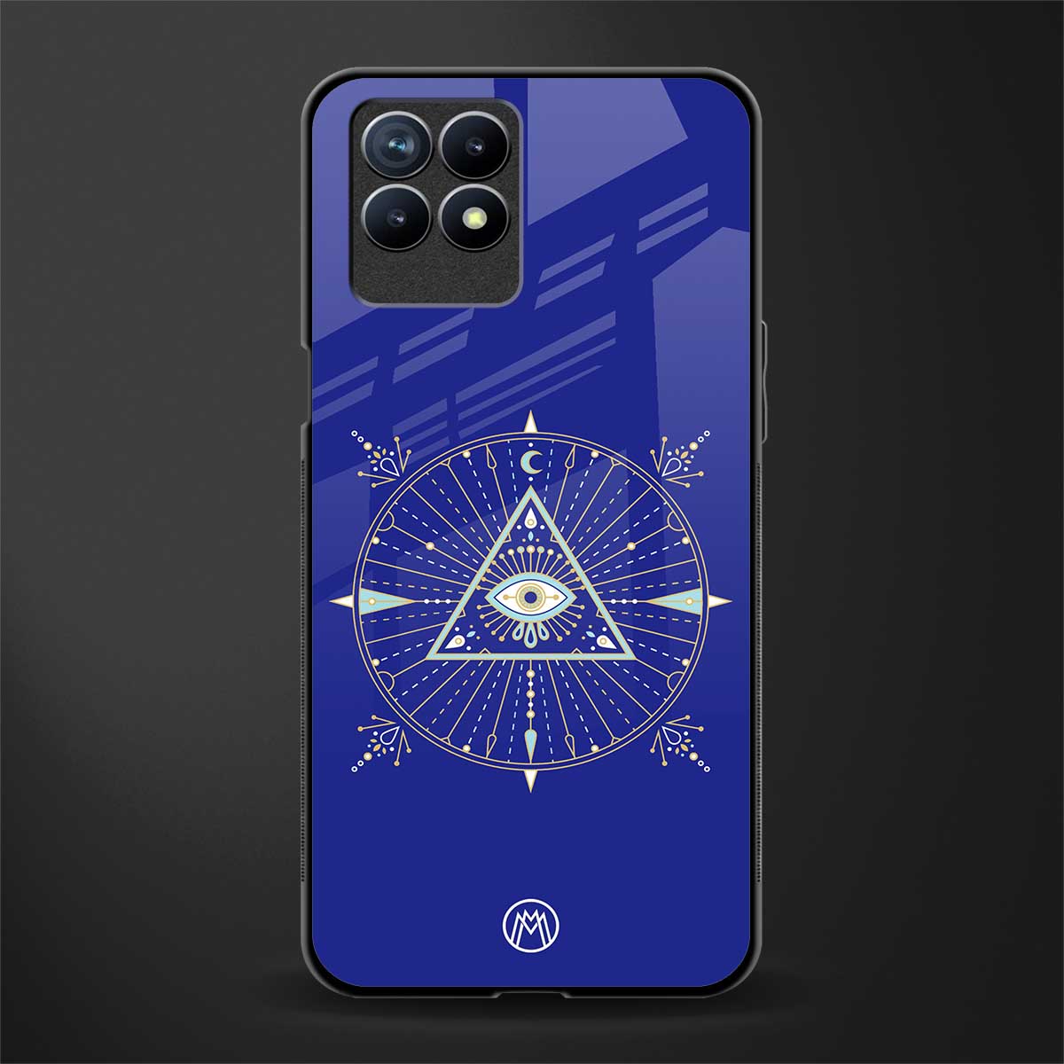 evil eye mandala blue glass case for realme 8i image