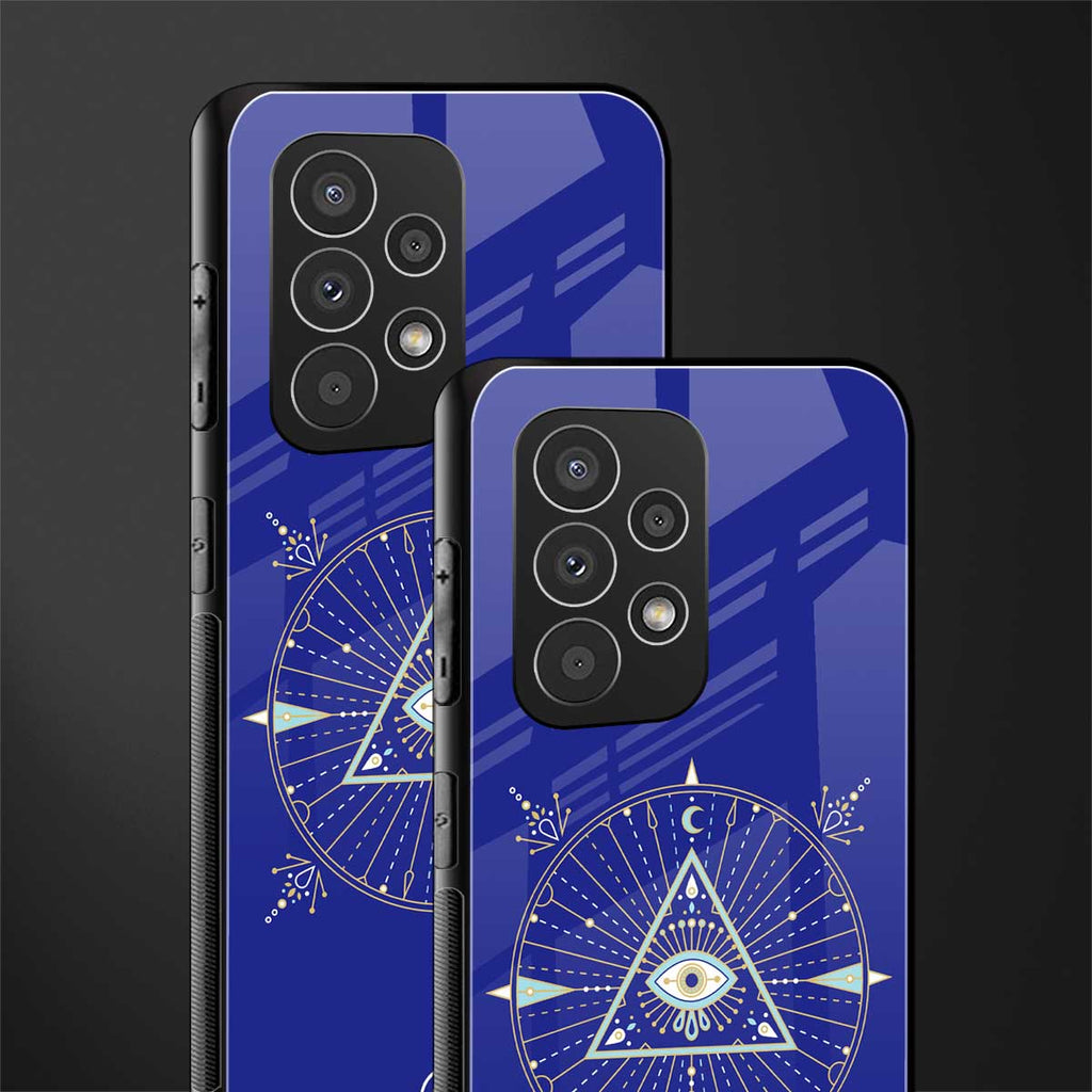evil eye mandala blue back phone cover | glass case for samsung galaxy a73 5g