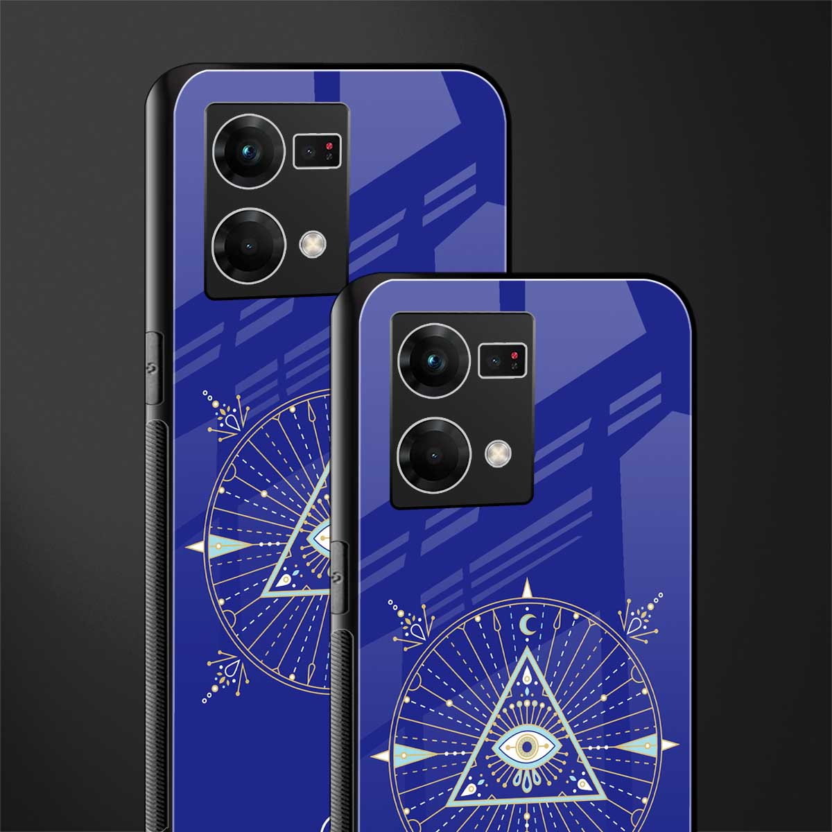 evil eye mandala blue back phone cover | glass case for oppo f21 pro 4g