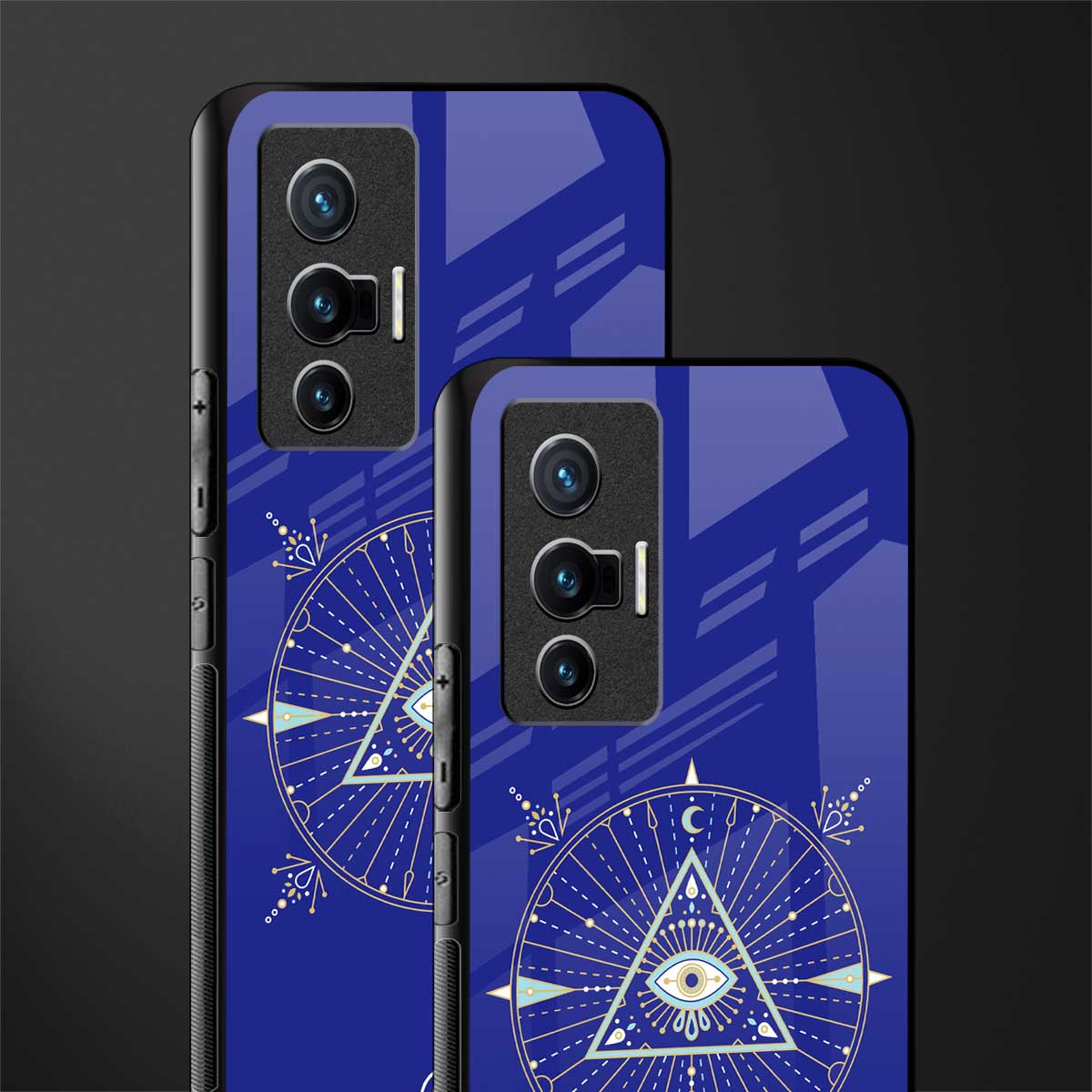 evil eye mandala blue glass case for vivo x70 image-2
