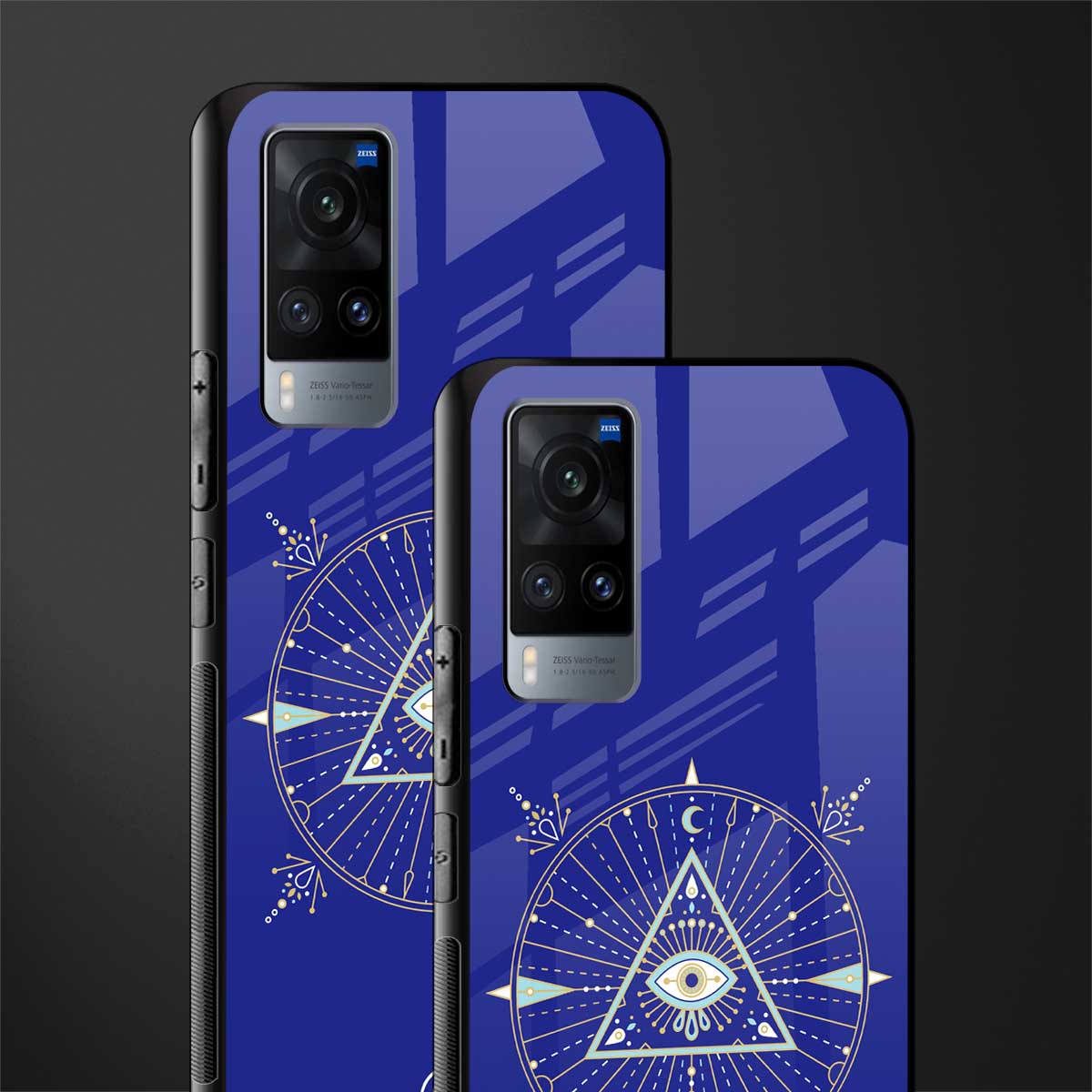 evil eye mandala blue glass case for vivo x60 image-2