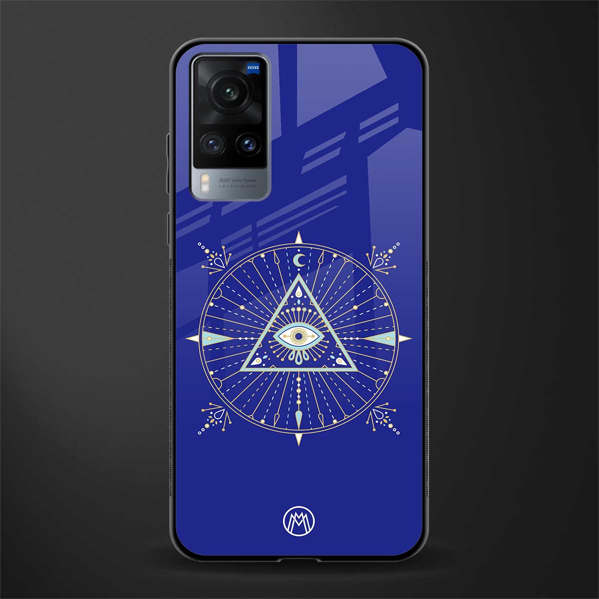 evil eye mandala blue glass case for vivo x60 image