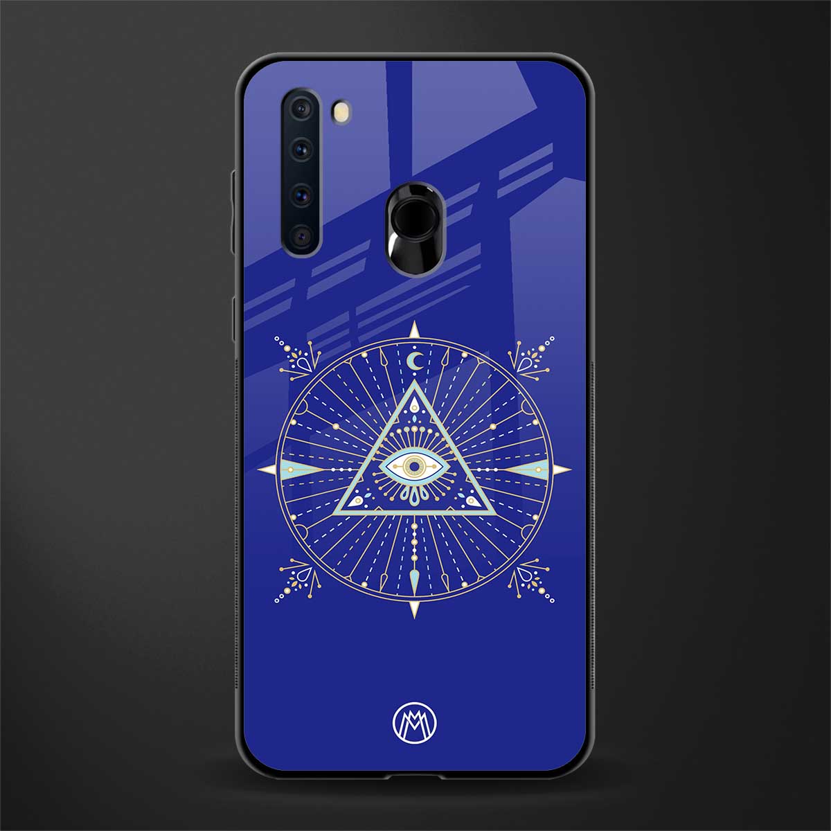 evil eye mandala blue glass case for samsung a21 image