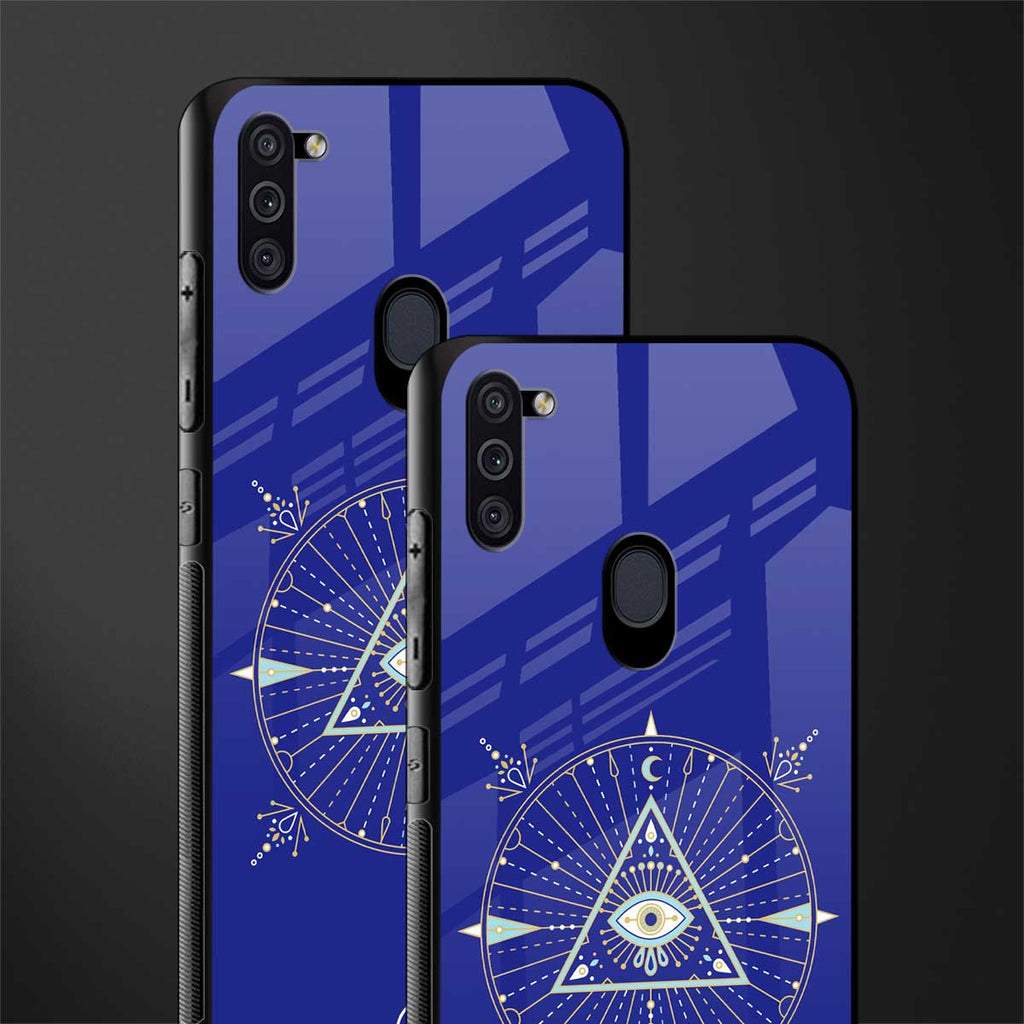 evil eye mandala blue glass case for samsung a11 image-2