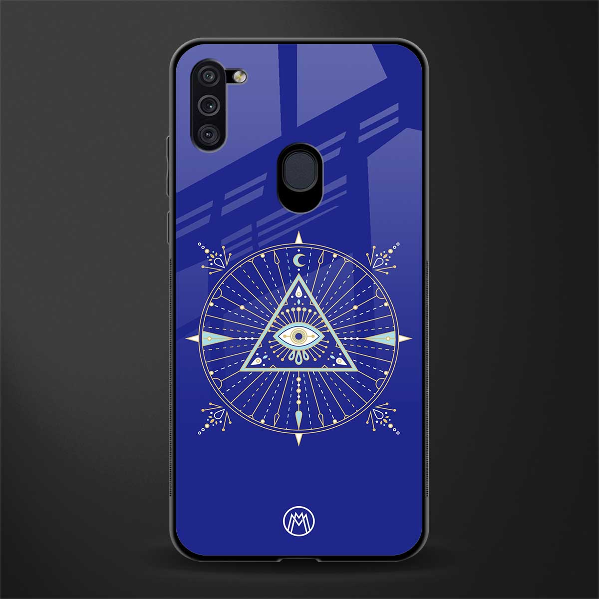 evil eye mandala blue glass case for samsung galaxy m11 image