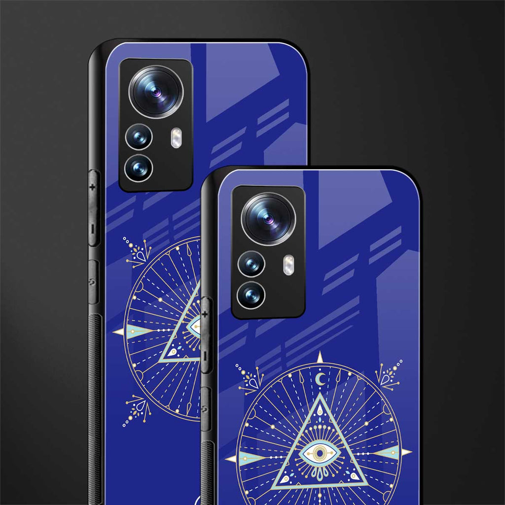 evil eye mandala blue back phone cover | glass case for xiaomi 12 pro
