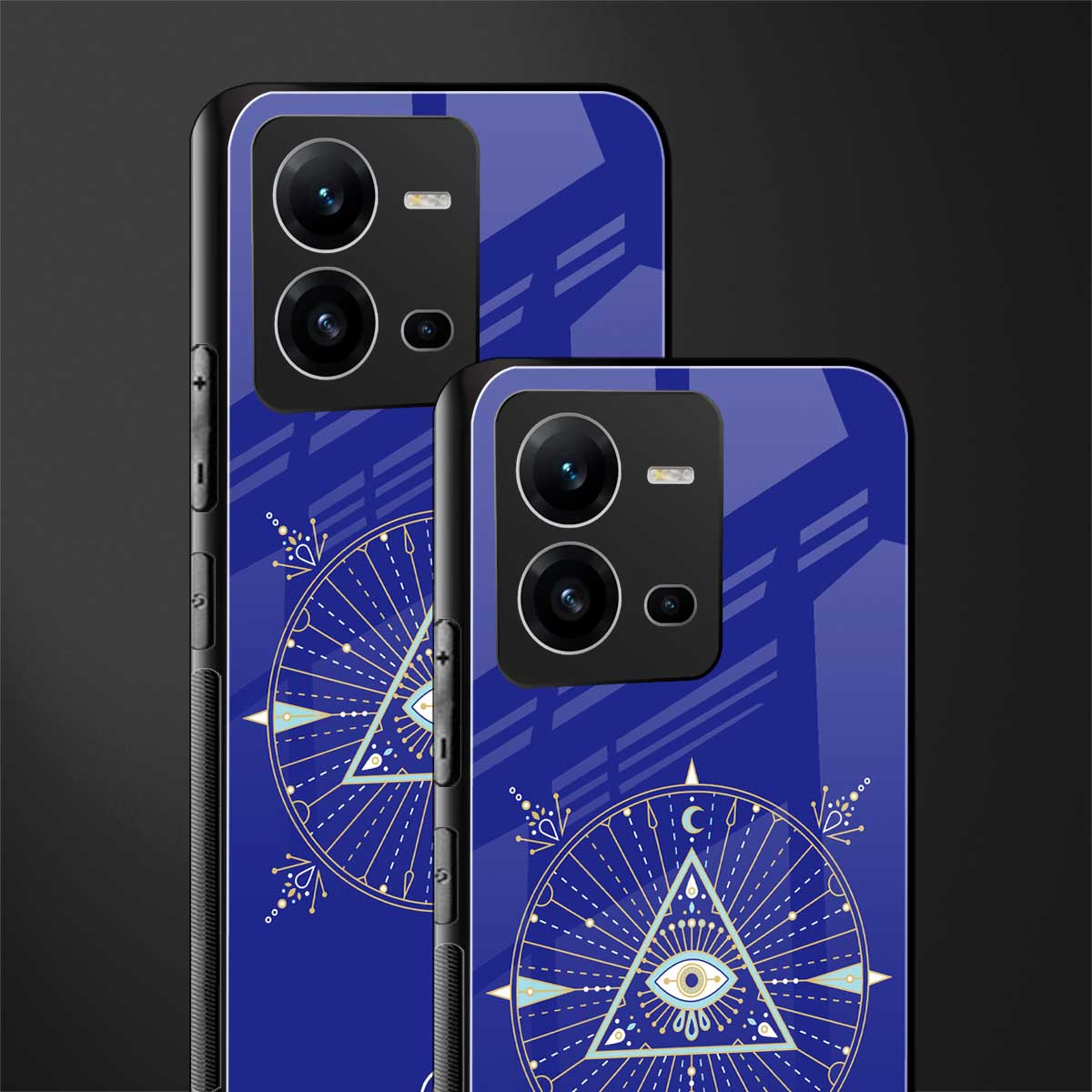 evil eye mandala blue back phone cover | glass case for vivo v25-5g