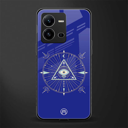 evil eye mandala blue back phone cover | glass case for vivo v25-5g