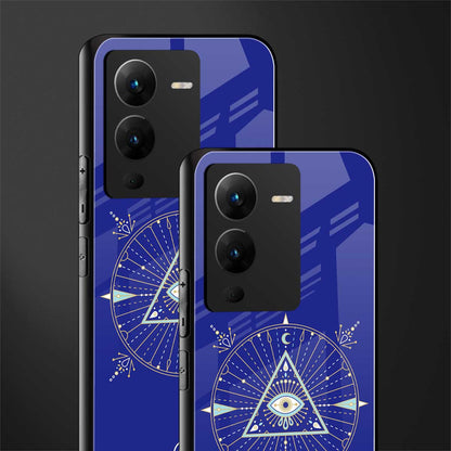 evil eye mandala blue back phone cover | glass case for vivo v25 pro 5g