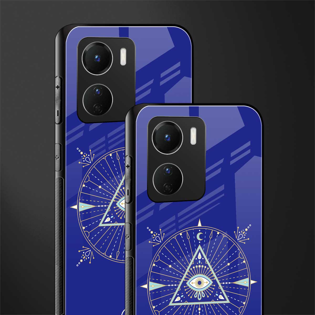 evil eye mandala blue back phone cover | glass case for vivo y16
