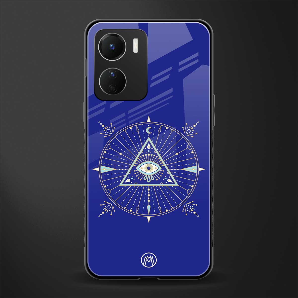 evil eye mandala blue back phone cover | glass case for vivo y16