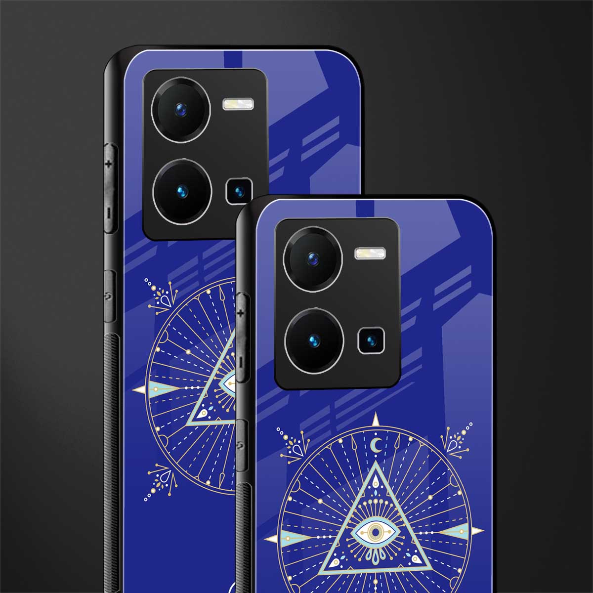 evil eye mandala blue back phone cover | glass case for vivo y35 4g