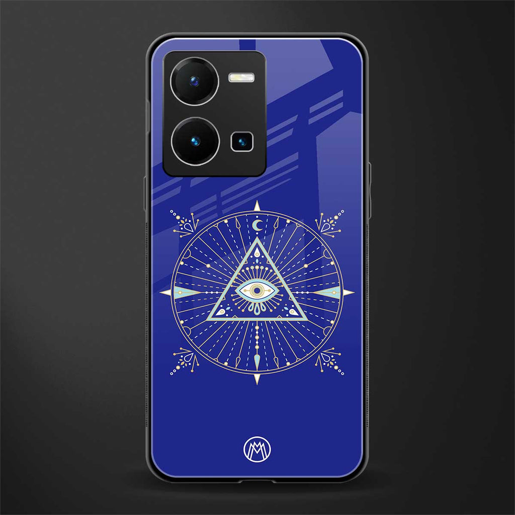 evil eye mandala blue back phone cover | glass case for vivo y35 4g