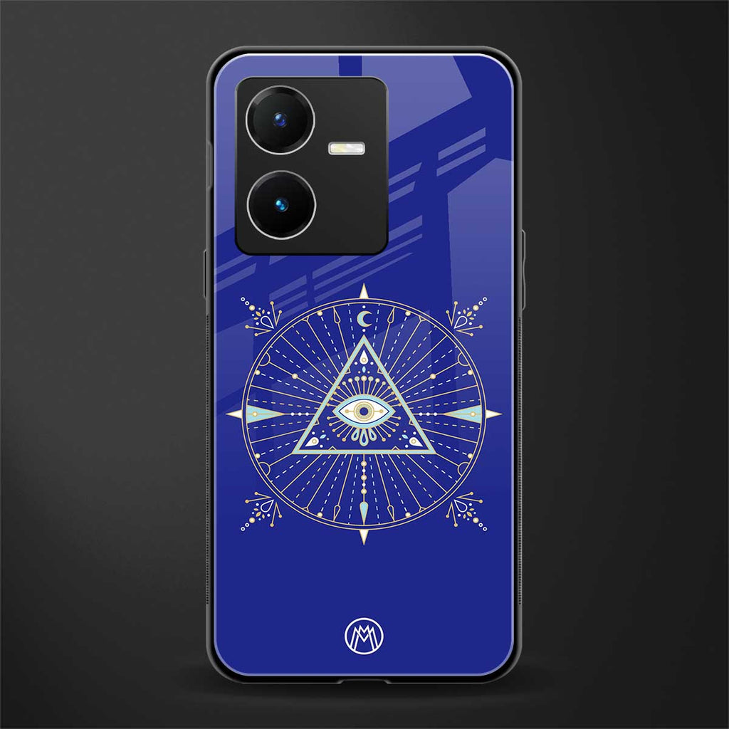 evil eye mandala blue back phone cover | glass case for vivo y22