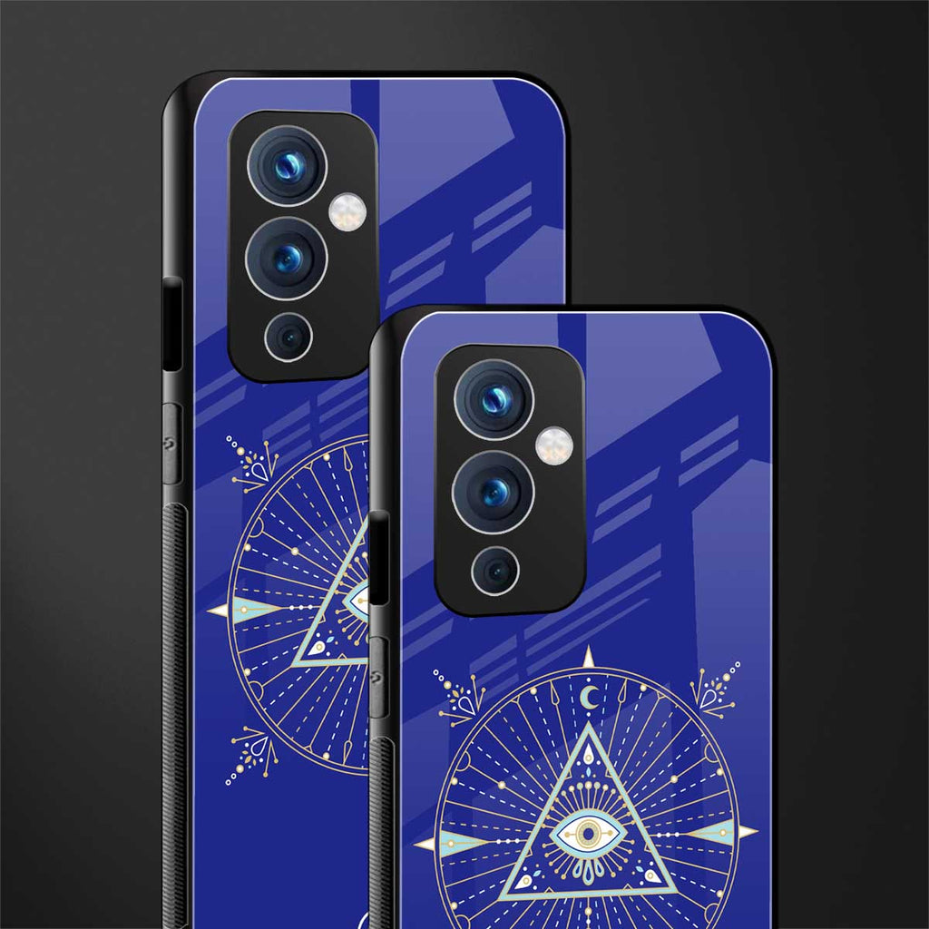 evil eye mandala blue back phone cover | glass case for oneplus 9