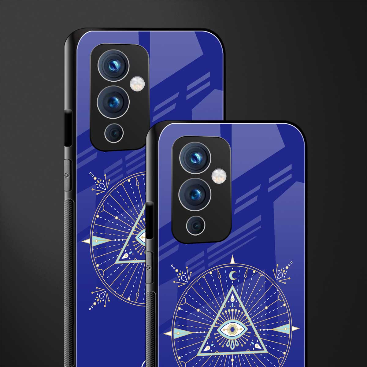 evil eye mandala blue back phone cover | glass case for oneplus 9