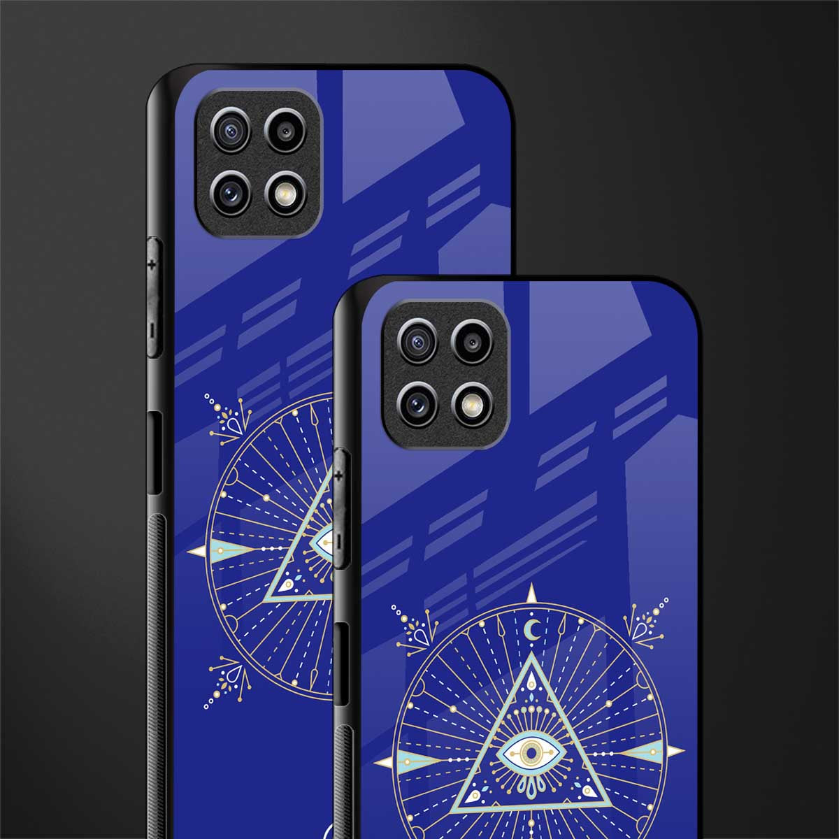 evil eye mandala blue back phone cover | glass case for samsung galaxy f42