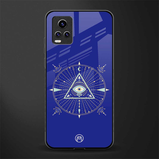 evil eye mandala blue back phone cover | glass case for vivo v21e 4g