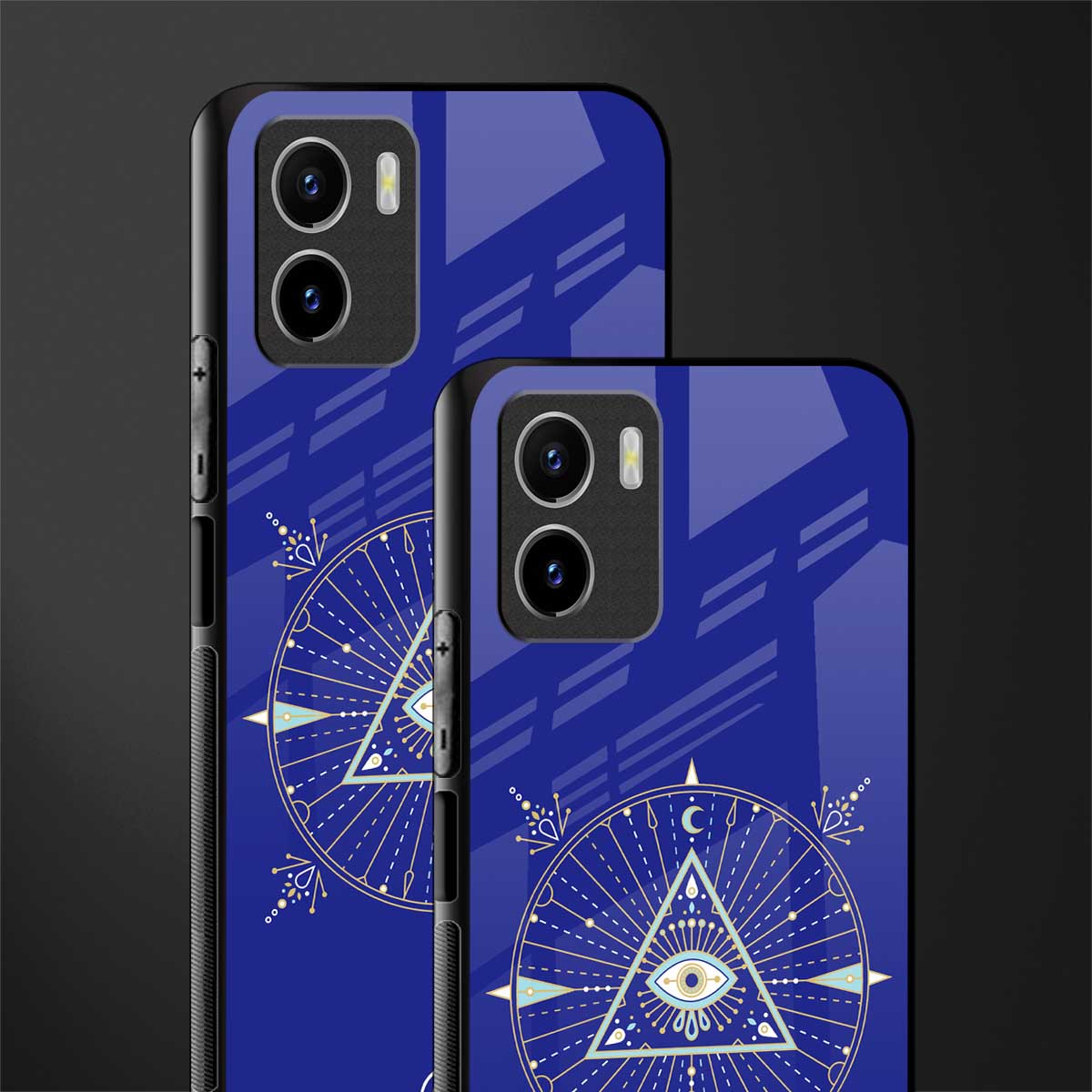 evil eye mandala blue back phone cover | glass case for vivo y72