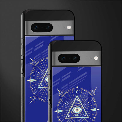 evil eye mandala blue back phone cover | glass case for google pixel 7