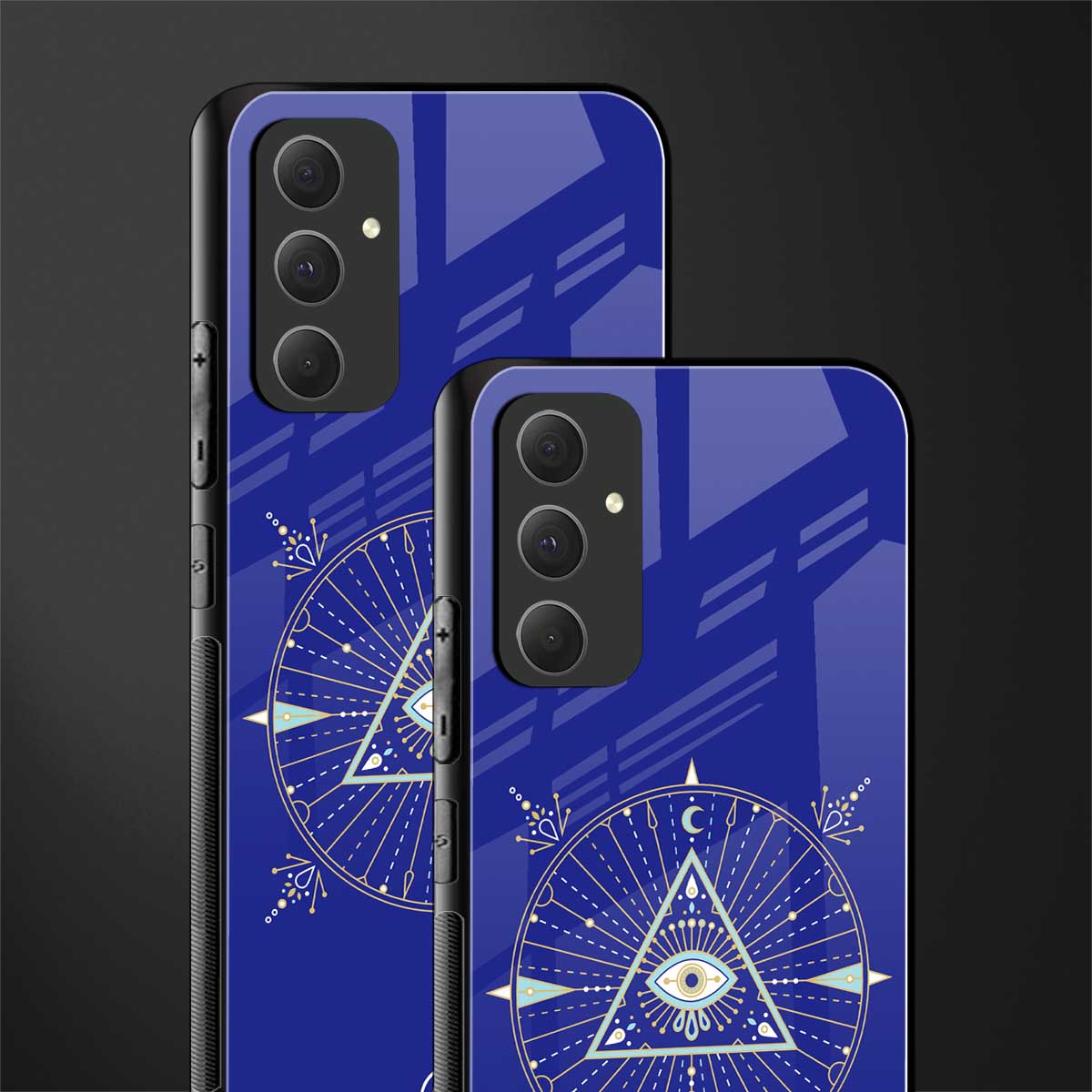evil eye mandala blue back phone cover | glass case for samsung galaxy a54 5g