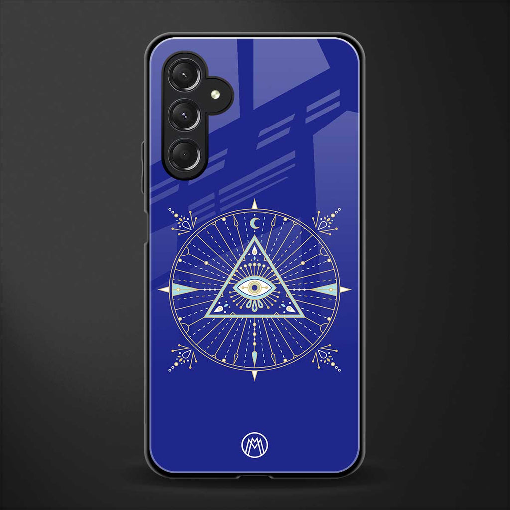 evil eye mandala blue back phone cover | glass case for samsun galaxy a24 4g