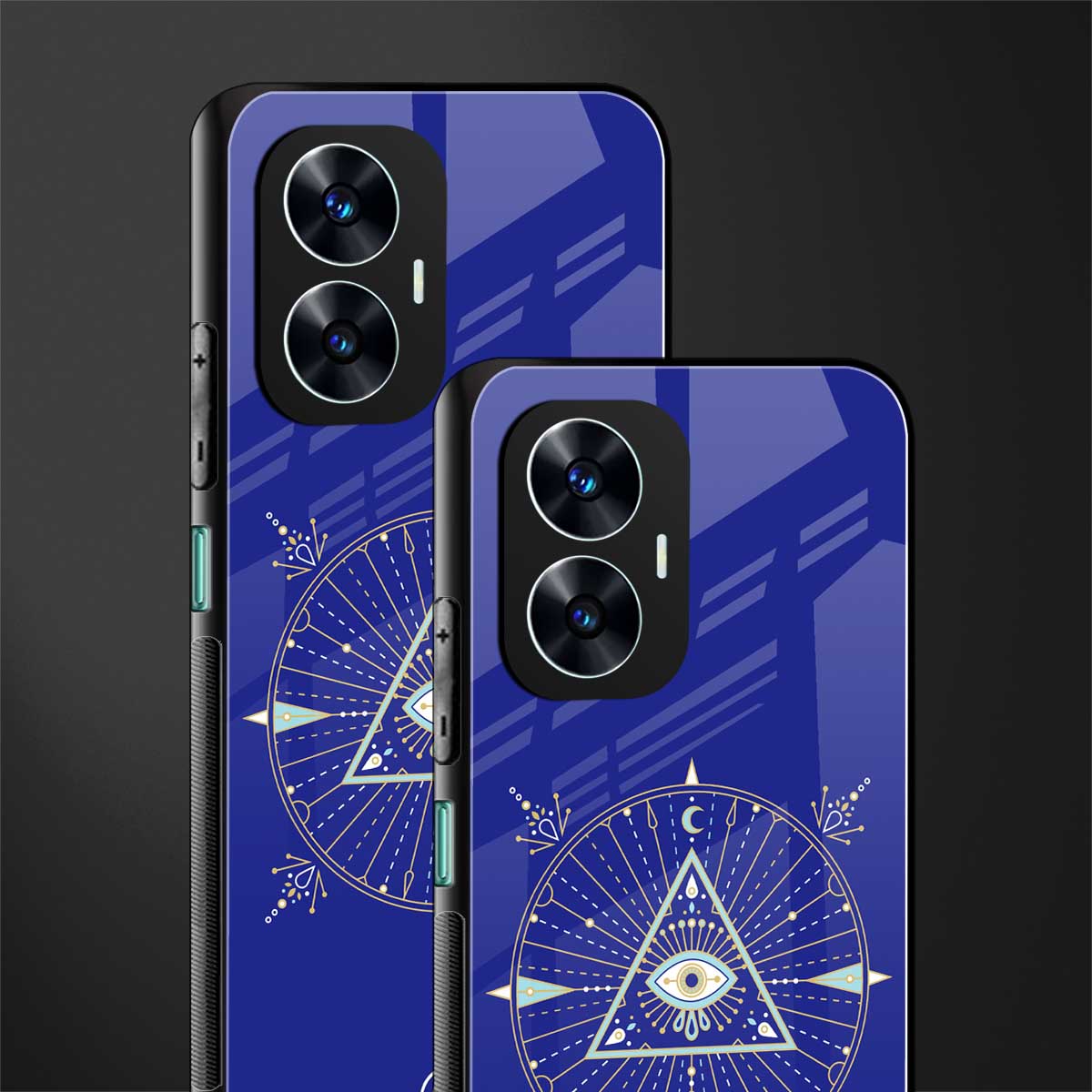 evil eye mandala blue back phone cover | glass case for realme c55